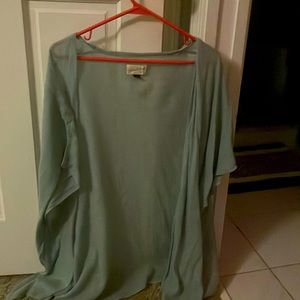 Universal thread, one size fits most. Light blue. Cardigan or cover up.
